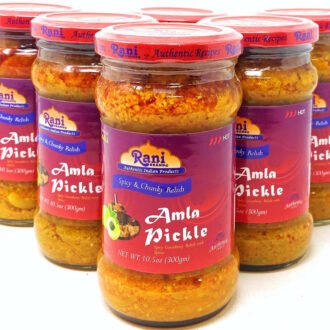 Rani Amla Pickle (Spicy Gooseberry Relish with Spices) 10.5oz (300g) Glass Jar, Pack of 5+1 FREE ~ Vegan | Gluten Free | NON-GMO | No Colors