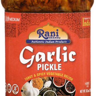 Rani Garlic Pickle Mild (Achar, Spicy Indian Relish) 10.5oz (300g) ~ Glass Jar, All Natural | Vegan | Gluten Free | NON-GMO | Kosher | No Color | Indian Origin