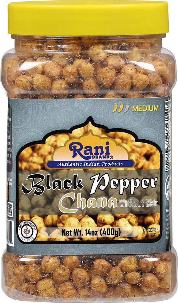 Rani Roasted Chana (Chickpeas) Black Pepper Flavor 14oz (400g) PET Jar ~ All Natural | Vegan | No Preservatives | Gluten Friendly | Indian Origin | Great Snack, Ready to Eat |...