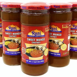 Rani Sweet Mango Chutney (Indian Preserve) 17.6oz (1.1lbs) 500g Glass Jar, Ready to eat, Vegan, Pack of 5+1 FREE ~ Gluten Free, All Natural, NON-GMO