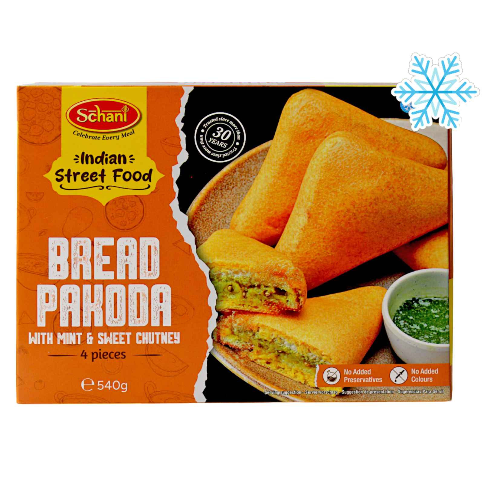 Schani - 540g (Frozen) Bread Pakoda (with Mint & Sweet Chutney) 4 pieces