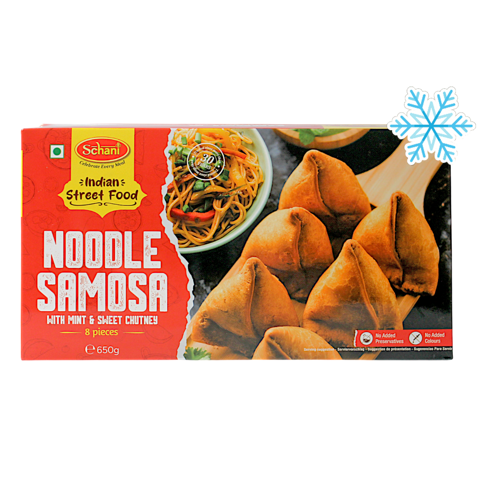 Schani - 650g (Frozen) Noodle Samosa (with Mint & Sweet Chutney) 8 pieces